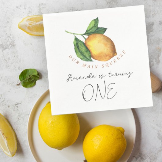 Serviette En Papier Aquarelle citrus citron 1er anniversaire