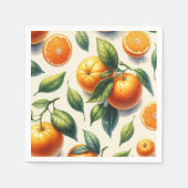 Serviette En Papier Aquarelle Citrus Orange Feuille Mariage (Devant)