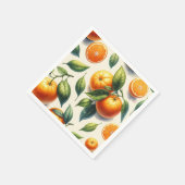 Serviette En Papier Aquarelle Citrus Orange Feuille Mariage (Coin)