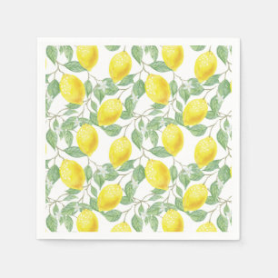 Serviette En Papier Aquarelle claire Citrons Citrus Verdure été