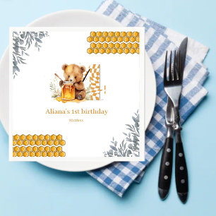 Serviette En Papier Aquarelle classique Ours Miel quatrième anniversai