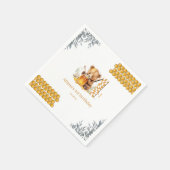 Serviette En Papier Aquarelle classique Ours Miel quatrième anniversai (Coin)