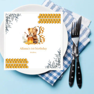 Serviette En Papier Aquarelle classique Ours Miel troisième anniversai