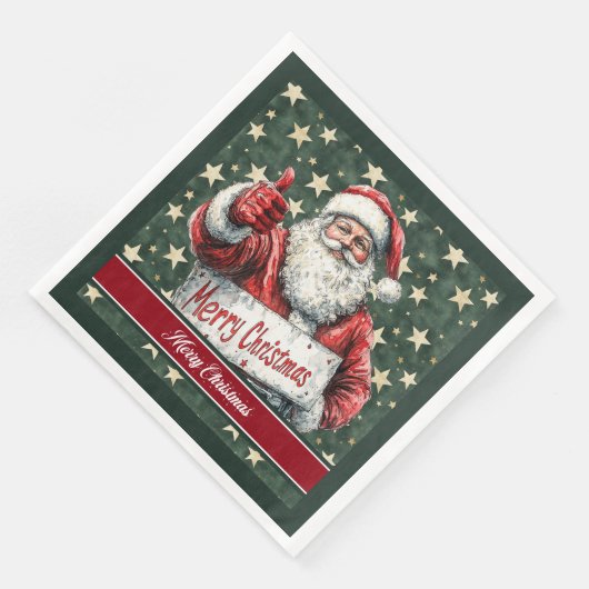 Serviette En Papier Aquarelle classique Santa Claus famille serviettes (Coin)