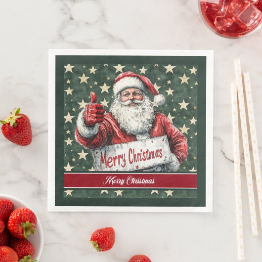 Serviette En Papier Aquarelle classique Santa Claus famille serviettes (En situation)