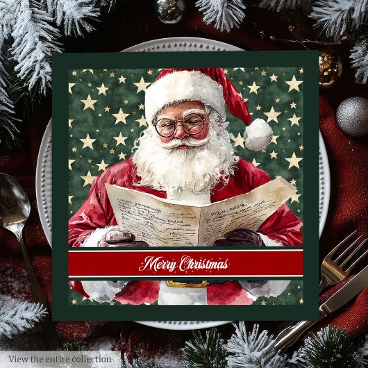 Serviette En Papier Aquarelle classique Santa Claus Papier serviettes