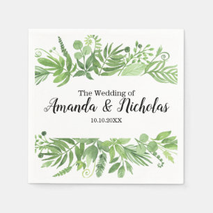 Serviette En Papier Aquarelle classique vert pâle Mariage