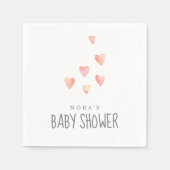 Serviette En Papier Aquarelle Coeurs Baby shower fille serviettes (Devant)