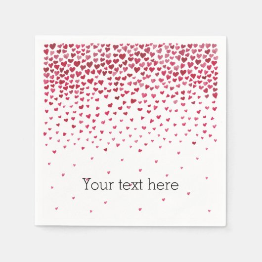 Serviette En Papier Aquarelle - Coeurs en chute (Devant)