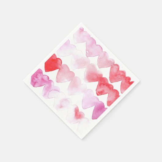 Serviette En Papier Aquarelle Coeurs serviettes (Coin)