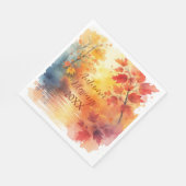 Serviette En Papier Aquarelle Colorée Automne Saison Bénédiction (Coin)