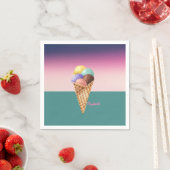 Serviette En Papier Aquarelle colorée cool Crème glacée (En situation)