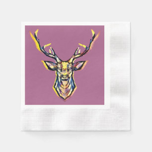 Serviette En Papier Aquarelle colorée Deer Head Art