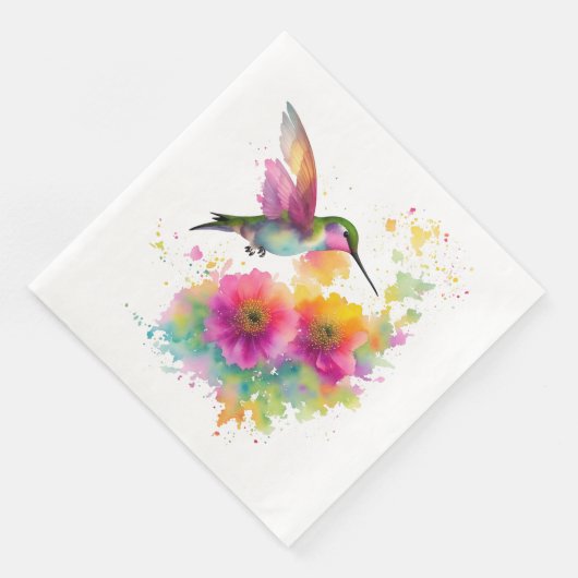 Serviette En Papier Aquarelle colorée d'un colibri (Coin)