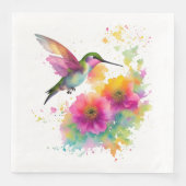 Serviette En Papier Aquarelle colorée d'un colibri (Devant)