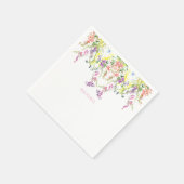 Serviette En Papier Aquarelle colorée Fleurs sauvages Nom personnalisé (Coin)