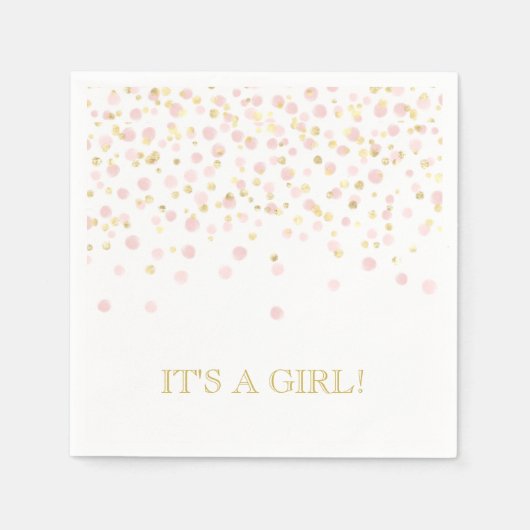 Serviette En Papier Aquarelle Confetti C'est une fille rose or élégant (Devant)