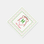 Serviette En Papier Aquarelle Confetti Noël Bow Monogram Crest (Coin)