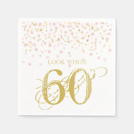 Serviette En Papier Aquarelle Confetti Regardez qui a 60 Anniversaire  (Devant)