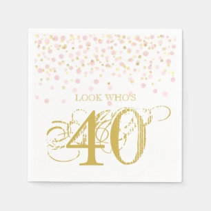 Serviette En Papier Aquarelle Confetti Regardez qui est 40 Elégant ann