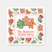 Serviette En Papier Aquarelle Cookies de Noël (Devant)