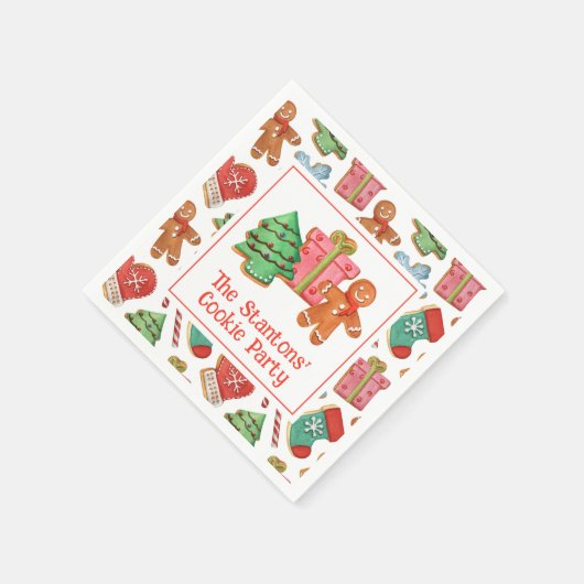 Serviette En Papier Aquarelle Cookies de Noël (Coin)