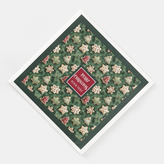 Serviette En Papier Aquarelle Cookies de Noël rouge vert serviettes (Coin)