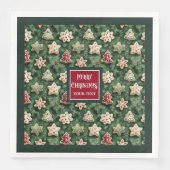 Serviette En Papier Aquarelle Cookies de Noël rouge vert serviettes (Devant)