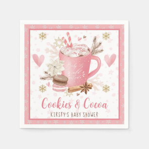 Serviette En Papier Aquarelle Cookies roses et Baby shower de cacao