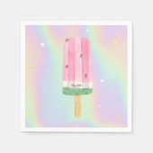 Serviette En Papier Aquarelle cool Crème glacée Holographique (Devant)