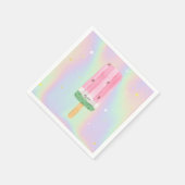 Serviette En Papier Aquarelle cool Crème glacée Holographique (Coin)