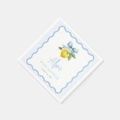 Serviette En Papier Aquarelle Coquette Citron Baby shower italien Wavy (Coin)