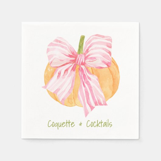 Serviette En Papier Aquarelle Coquette Grand Citrouille millénaire Bow (Devant)