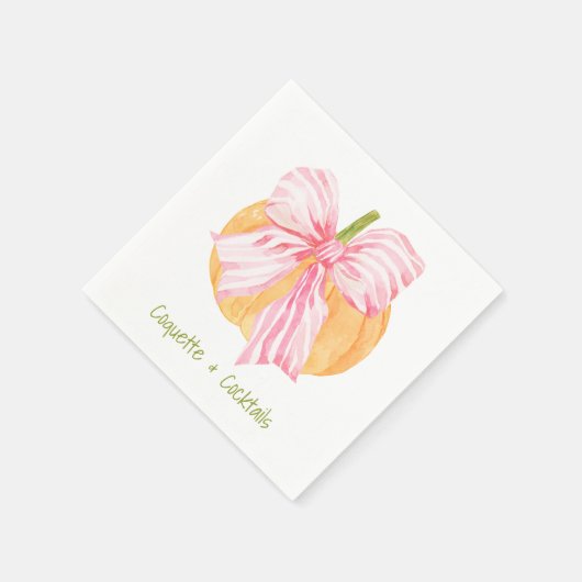 Serviette En Papier Aquarelle Coquette Grand Citrouille millénaire Bow (Coin)