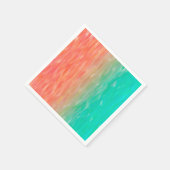 Serviette En Papier Aquarelle corail et turquoise Ombre Turquoise oran (Coin)