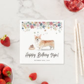 Serviette En Papier Aquarelle Corgi Chien Merci de fête d'anniversaire (En situation)