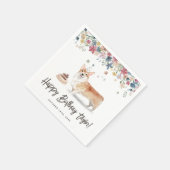 Serviette En Papier Aquarelle Corgi Chien Merci de fête d'anniversaire (Coin)