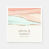 Serviette En Papier Aquarelle côtière artistique Mariage Abstrait (Devant)