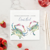 Serviette En Papier Aquarelle côtière Crabe bleu Personnalisé (En situation)