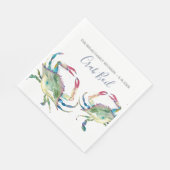Serviette En Papier Aquarelle côtière Crabe bleu Personnalisé (Coin)