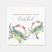 Serviette En Papier Aquarelle côtière Crabe bleu Personnalisé (Devant)