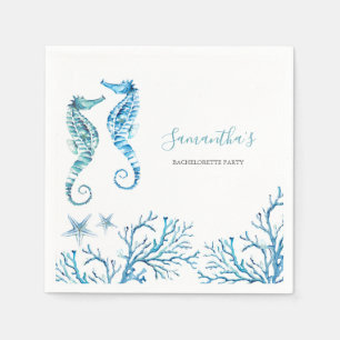 Serviette En Papier Aquarelle côtière Hippocampe de mer serviettes per