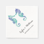 Serviette En Papier Aquarelle côtière | Mariage (Devant)
