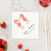 Serviette En Papier Aquarelle côtière | Mariage Napkin (En situation)