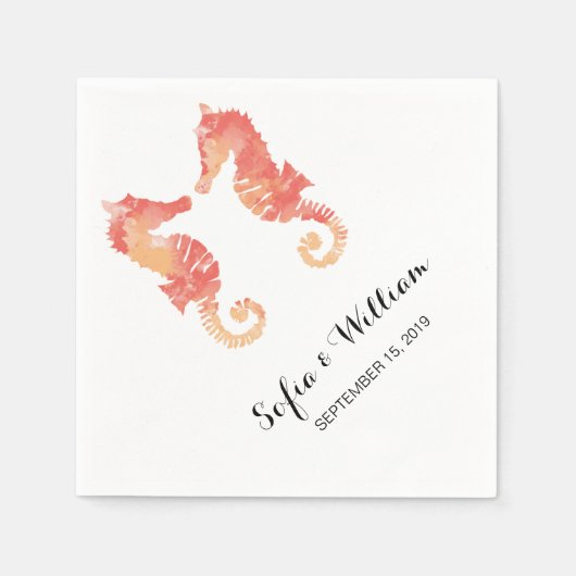 Serviette En Papier Aquarelle côtière | Mariage Napkin (Devant)