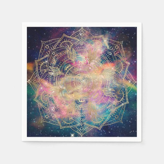 Serviette En Papier Aquarelle couleur Mandala or élégant Nebula (Devant)