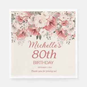 Serviette En Papier Aquarelle couleur Rose rousse Dusty 80e