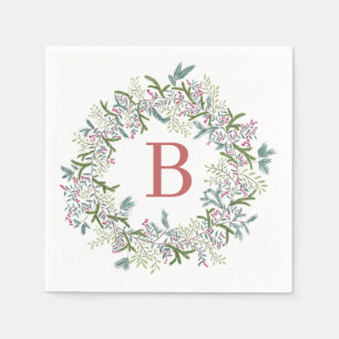 Serviette En Papier Aquarelle couronne de Noël