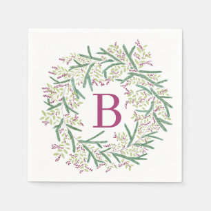 Serviette En Papier Aquarelle couronne de Noël