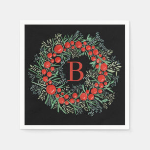 Serviette En Papier Aquarelle couronne de Noël